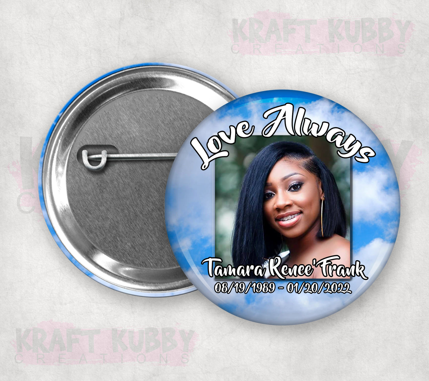 Buttons - Memorial or Funeral Pinback Buttons - 10 Pack