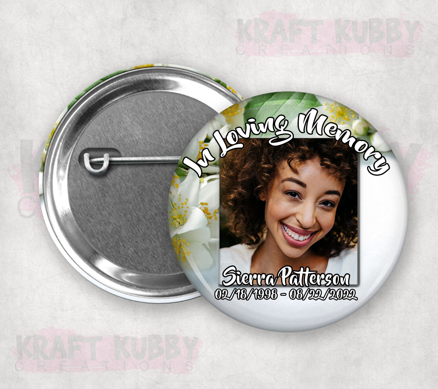Memorial Funeral Buttons - Custom Funeral Buttons (10 Pack)