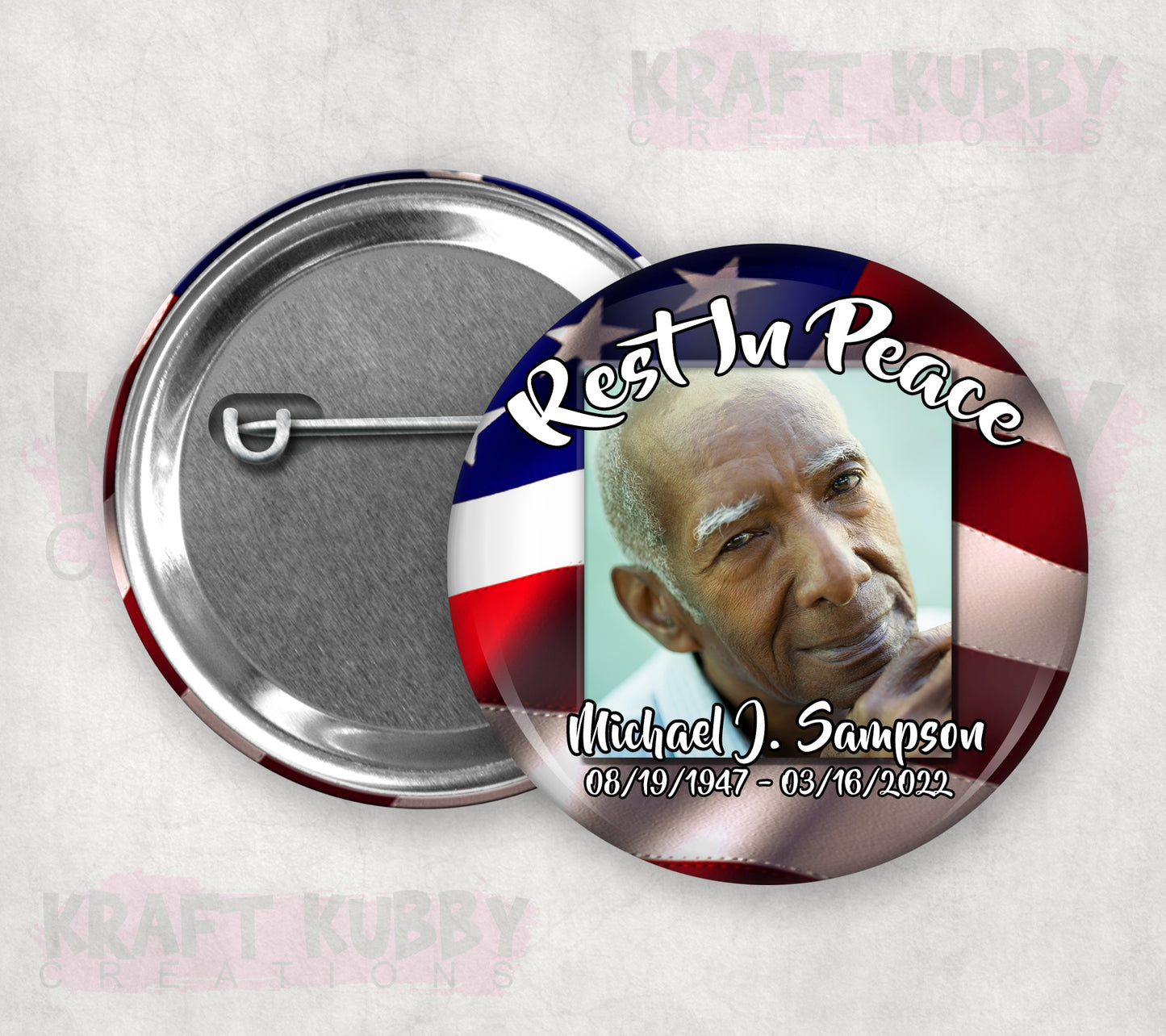 Buttons - Memorial or Funeral Pinback Buttons - 10 Pack