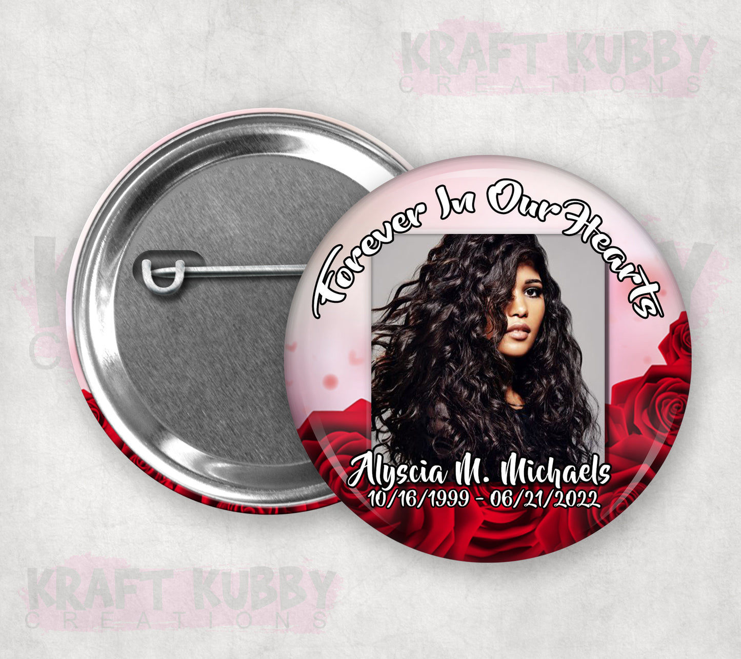 Memorial Funeral Buttons - Custom Funeral Buttons (10 Pack)