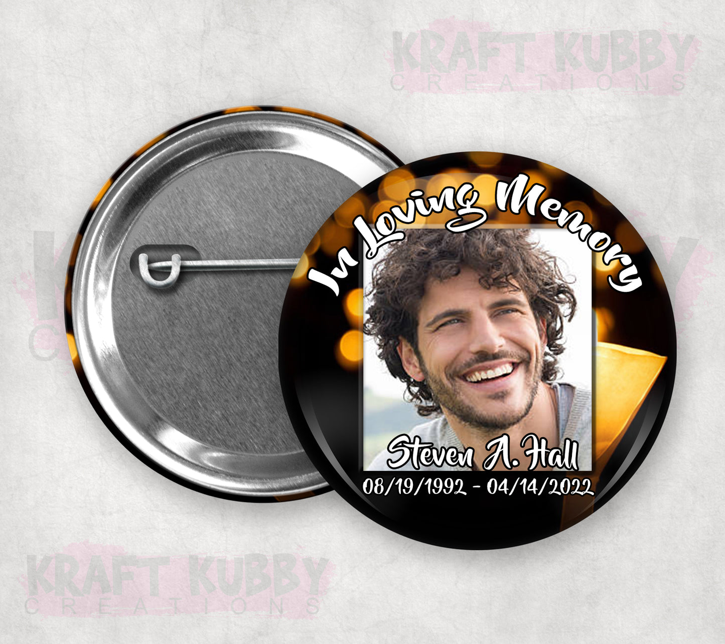 Memorial or Funeral Buttons - Pinback Buttons - Single Buttons