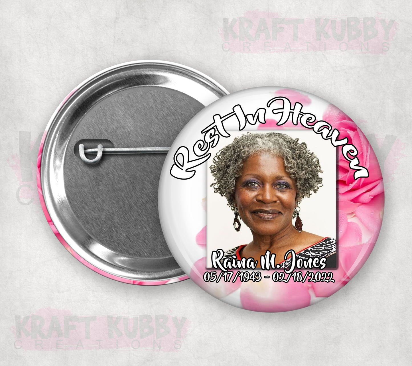 Memorial Funeral Buttons - Custom Funeral Buttons (10 Pack)