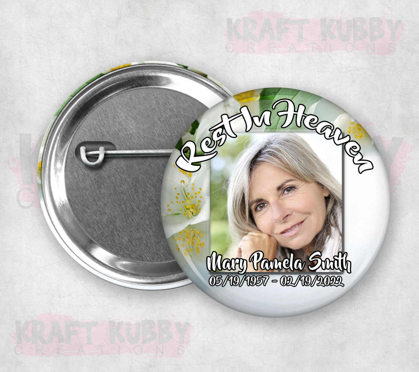 Memorial Funeral Buttons - Custom Funeral Buttons (10 Pack)
