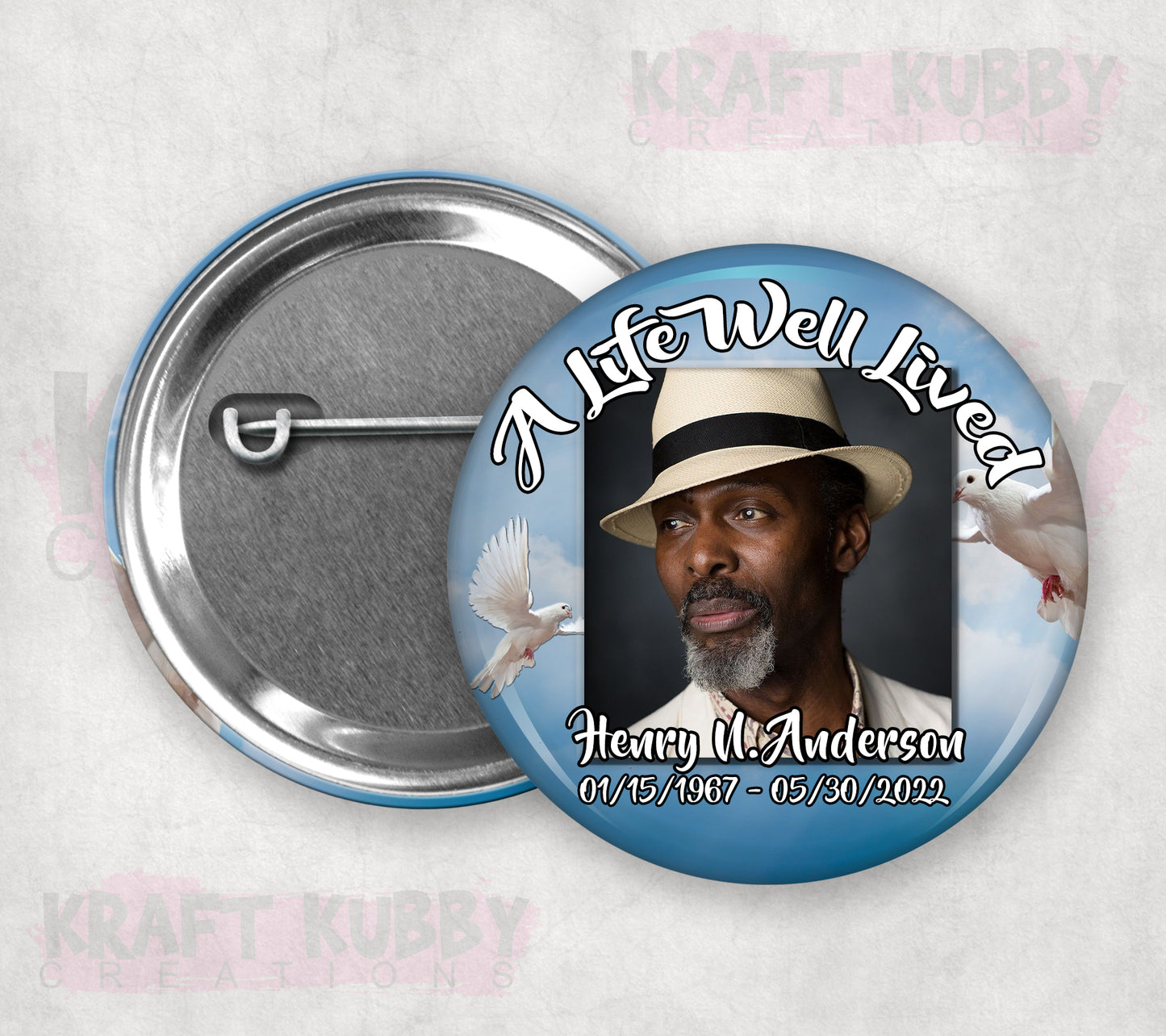 Buttons - Memorial or Funeral Pinback Buttons - 10 Pack