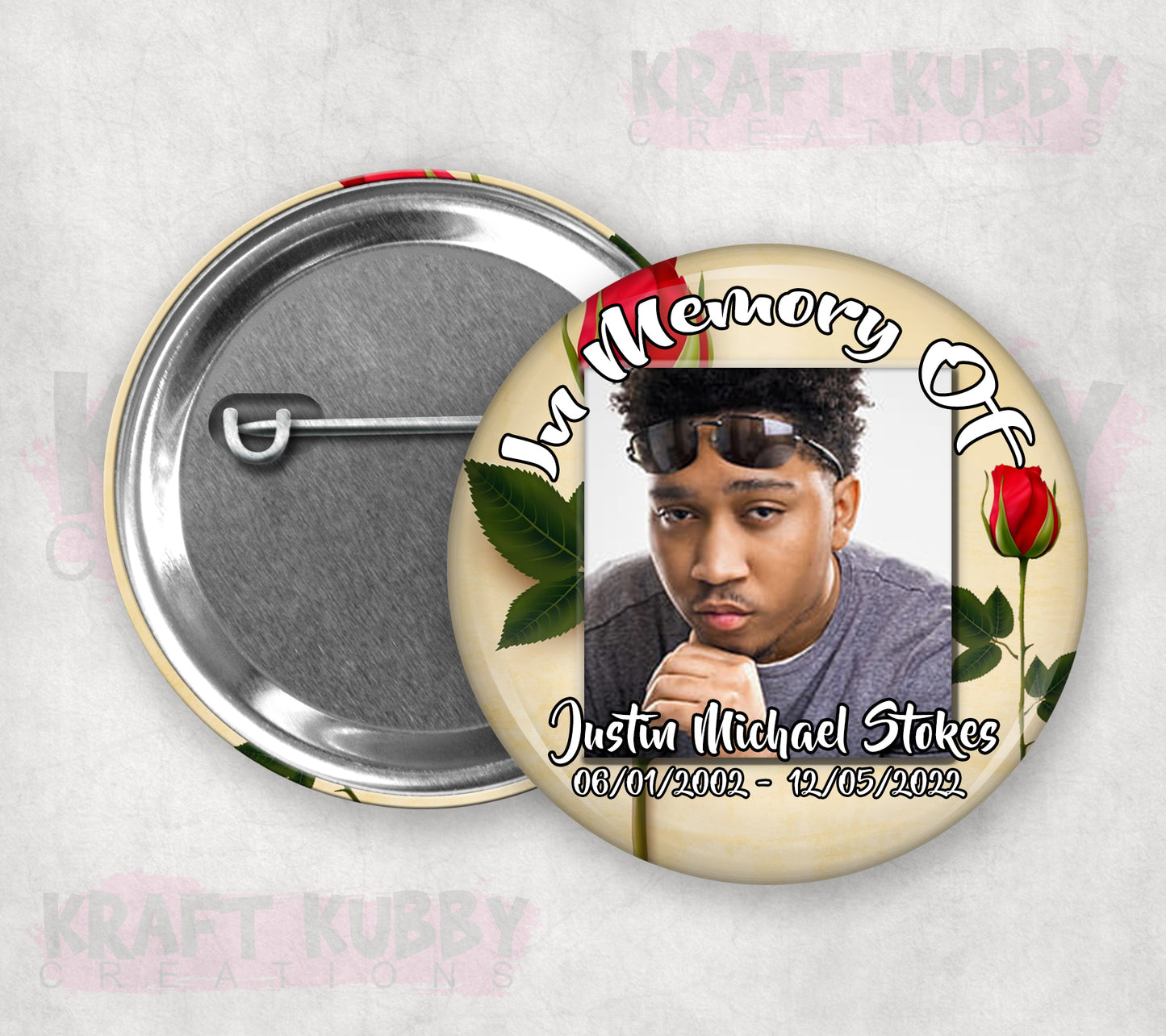 Memorial Funeral Buttons - Custom Funeral Buttons (10 Pack)