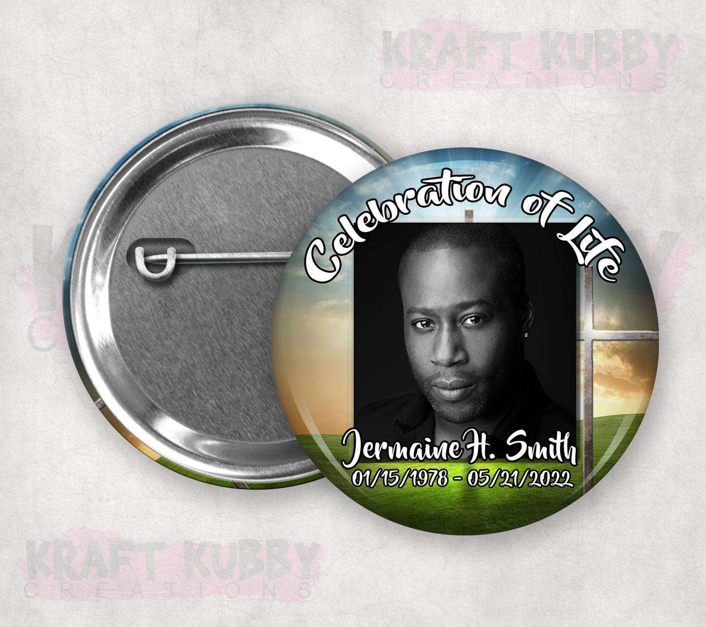 Memorial Funeral Buttons - Custom Funeral Buttons (10 Pack)