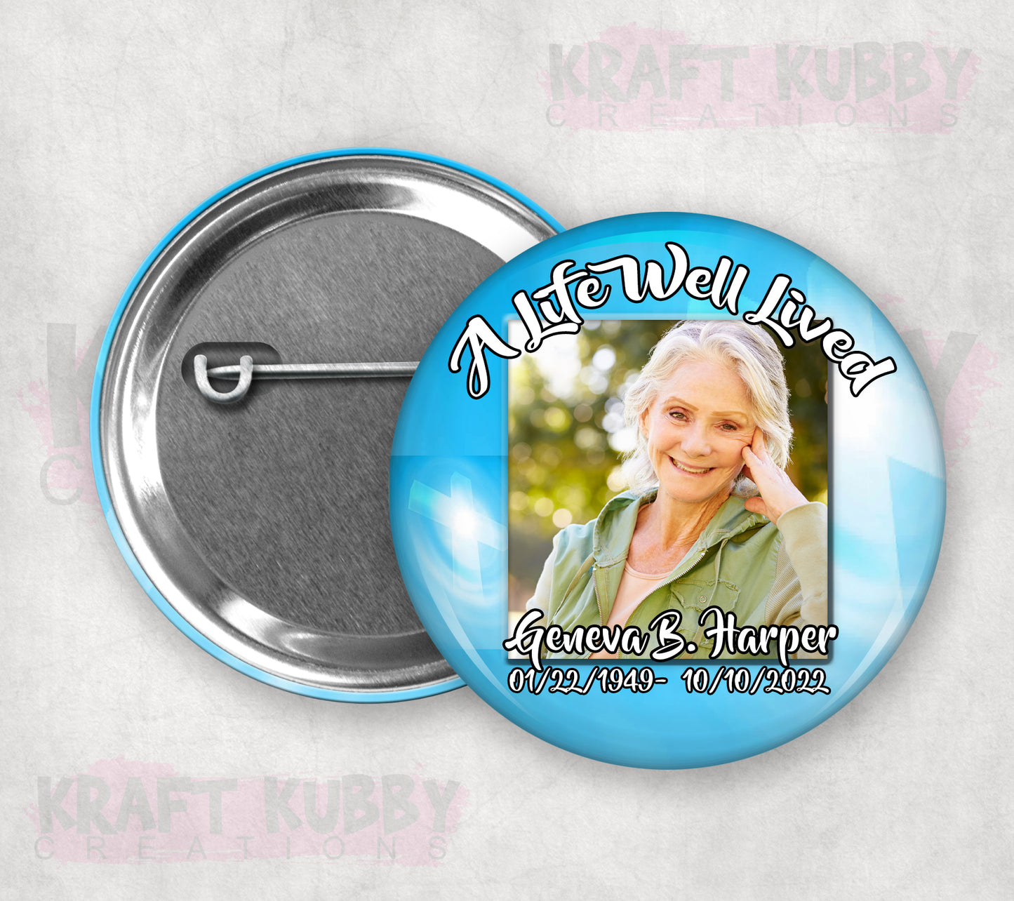 Memorial Funeral Buttons - Custom Funeral Buttons (10 Pack)
