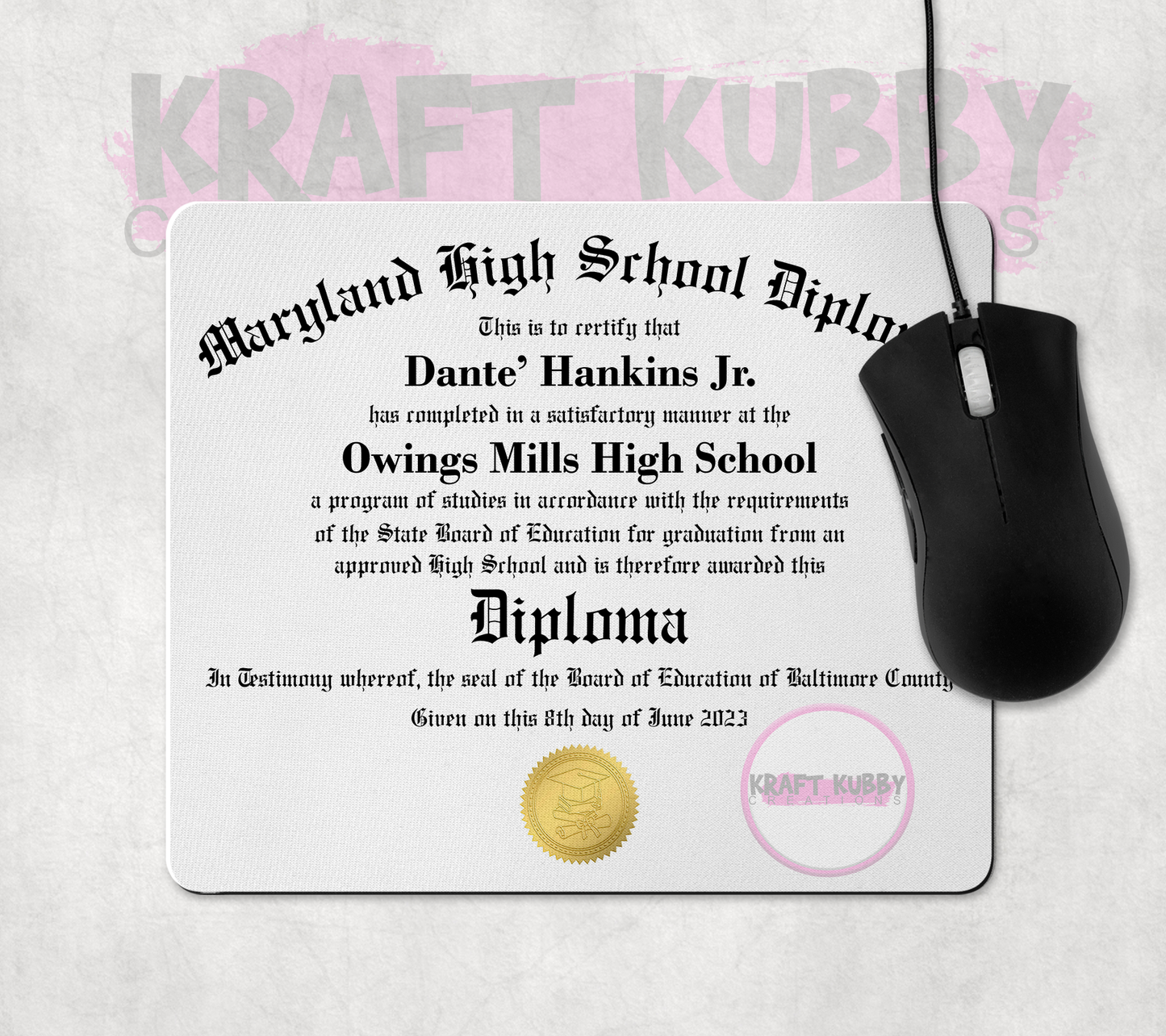 Mousepad - High School Diploma - Custom - Graduation