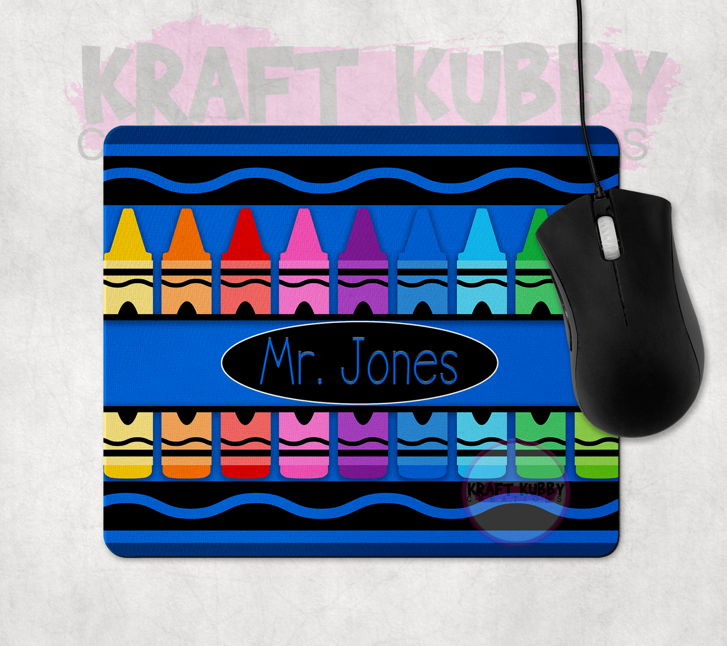 Mousepad - Teacher's Appreciation - Blue Crayon - Personalized