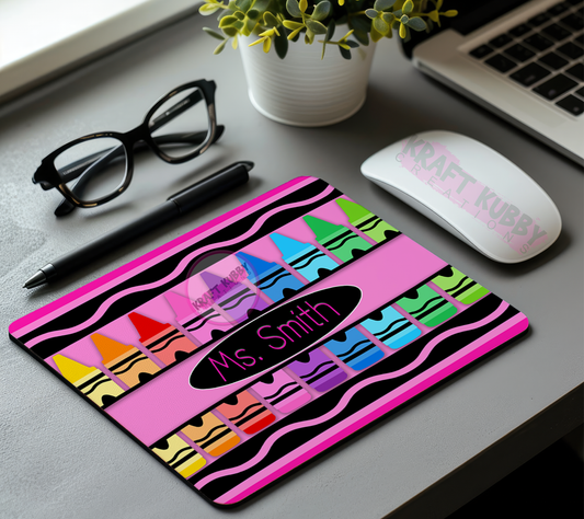 Mousepad - Teacher's Appreciation - Pink Crayon - Personalized