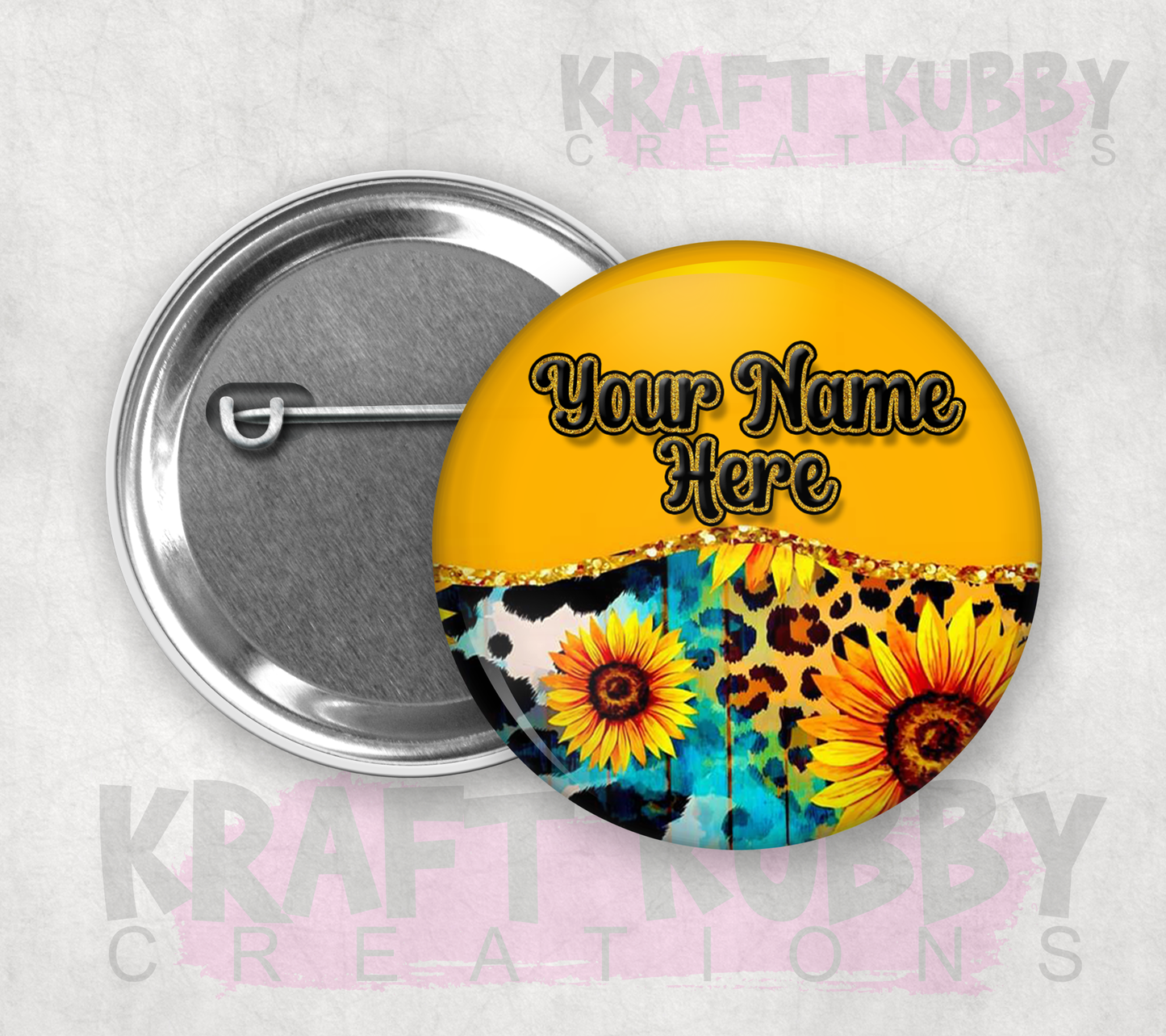 Buttons - Pinback Buttons - Custom Sunflower - Personalized