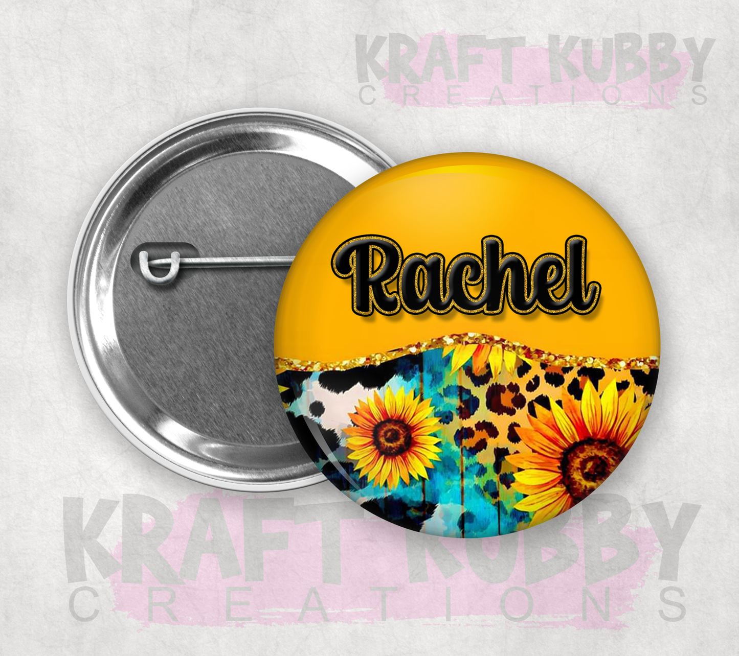 Buttons - Pinback Buttons - Custom Sunflower - Personalized