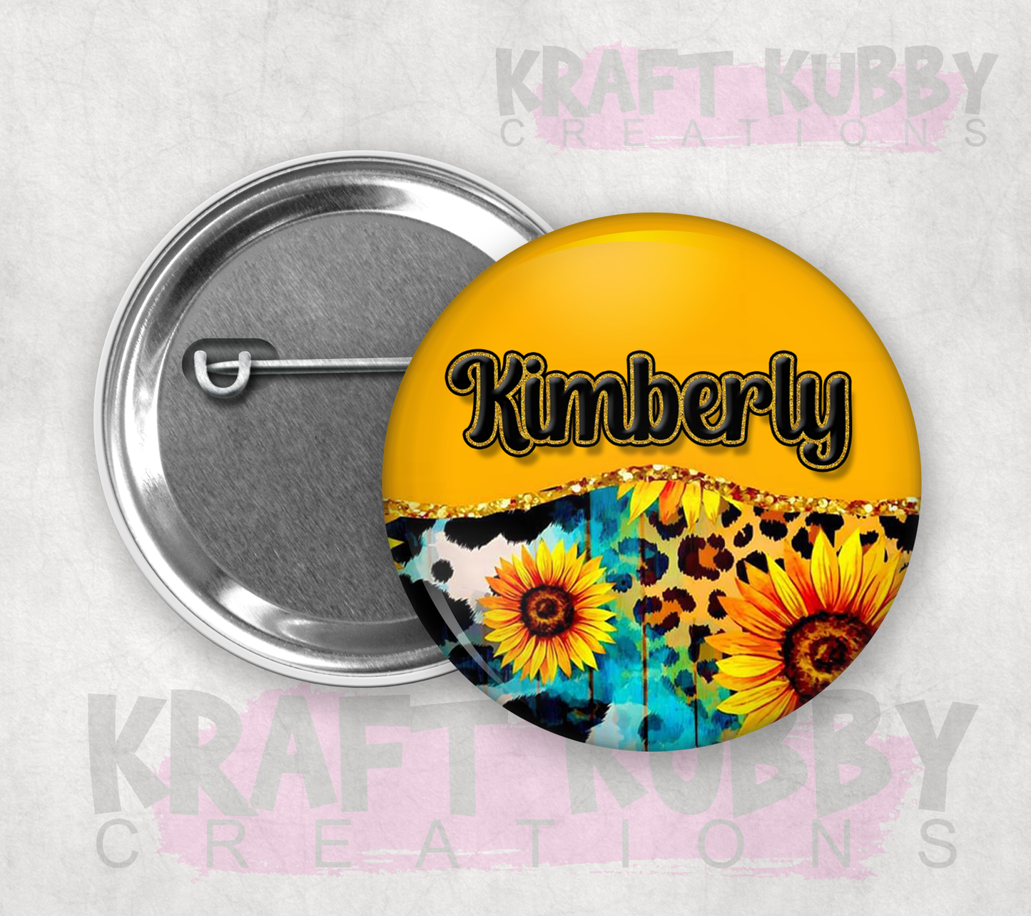 Buttons - Pinback Buttons - Custom Sunflower - Personalized