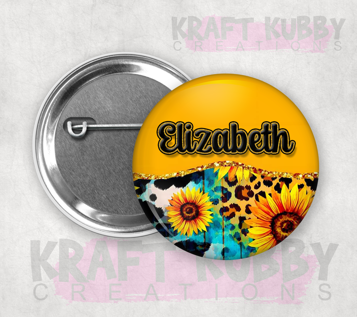 Buttons - Pinback Buttons - Custom Sunflower - Personalized