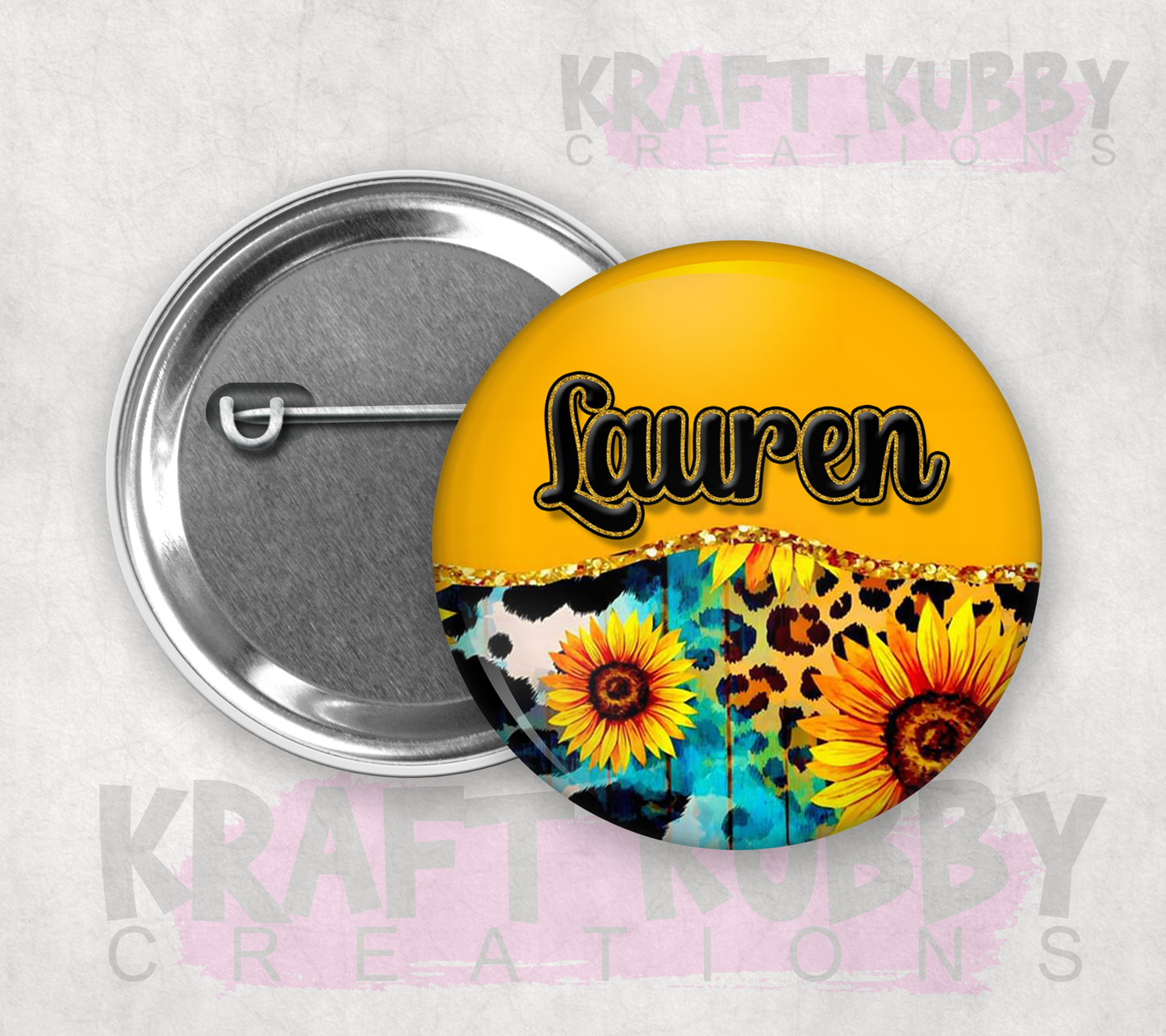 Buttons - Pinback Buttons - Custom Sunflower - Personalized