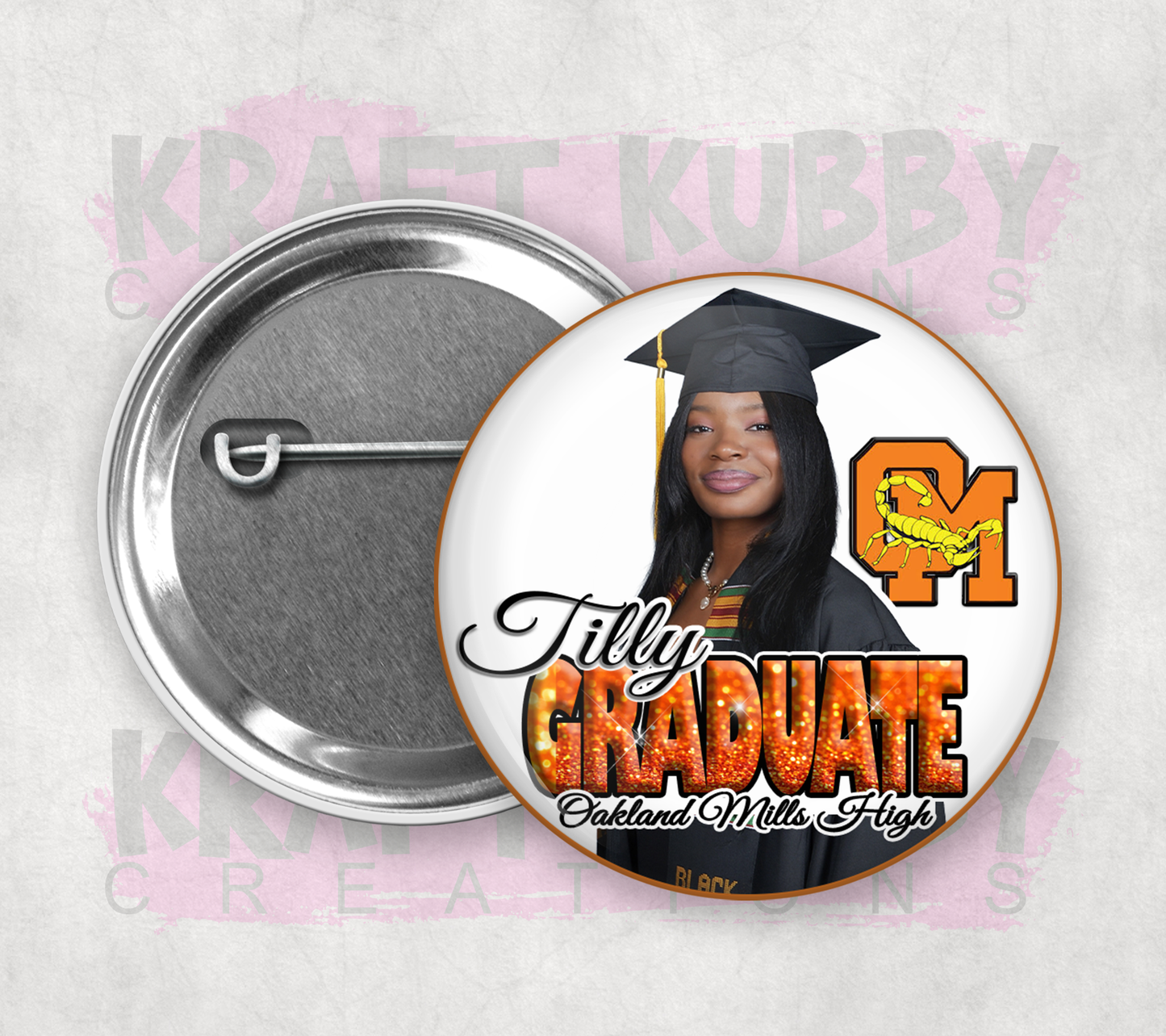 Buttons - Custom Graduation Pinback Buttons - 3 Button Sizes to Choose From