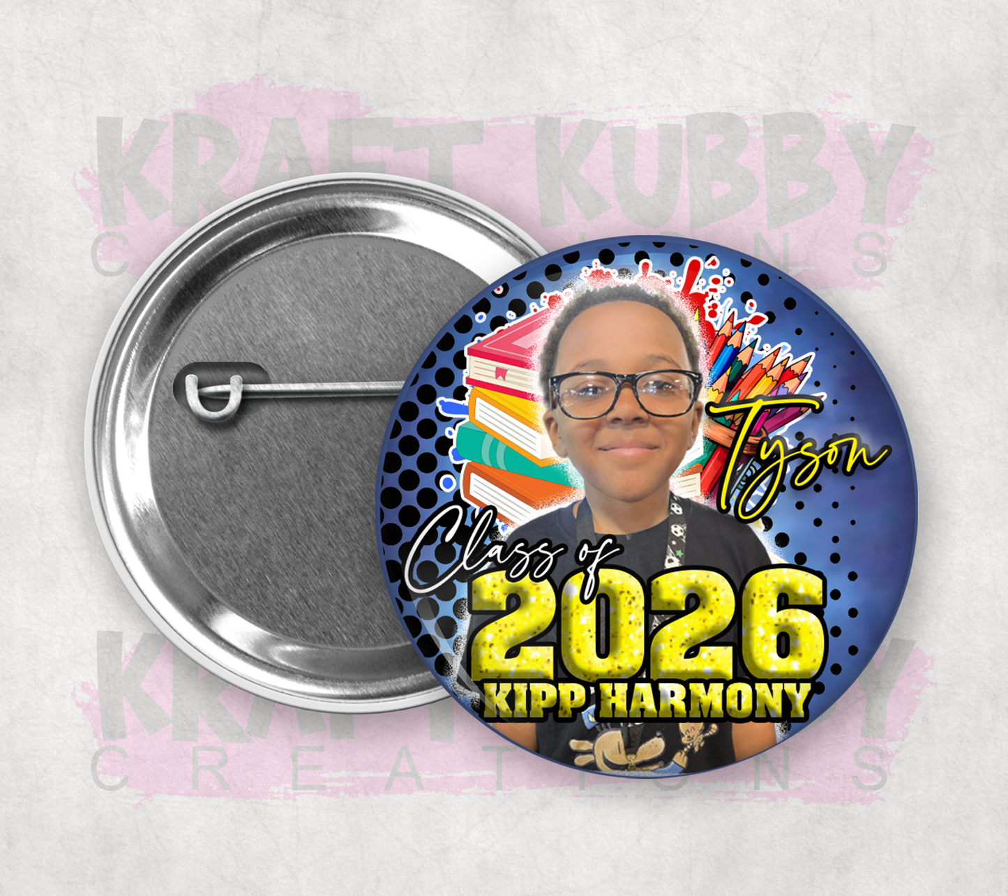 Buttons - Custom Graduation Pinback Buttons - 3 Button Sizes to Choose From