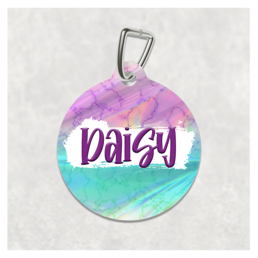 Pet Tag - Personalized Pet ID Tag - Round Tag - Daisy