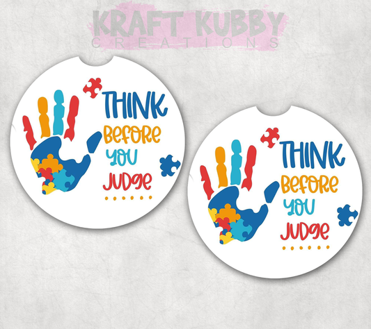 Car Coaster - Neoprene Car Coasters (2) - Think Before You Judge