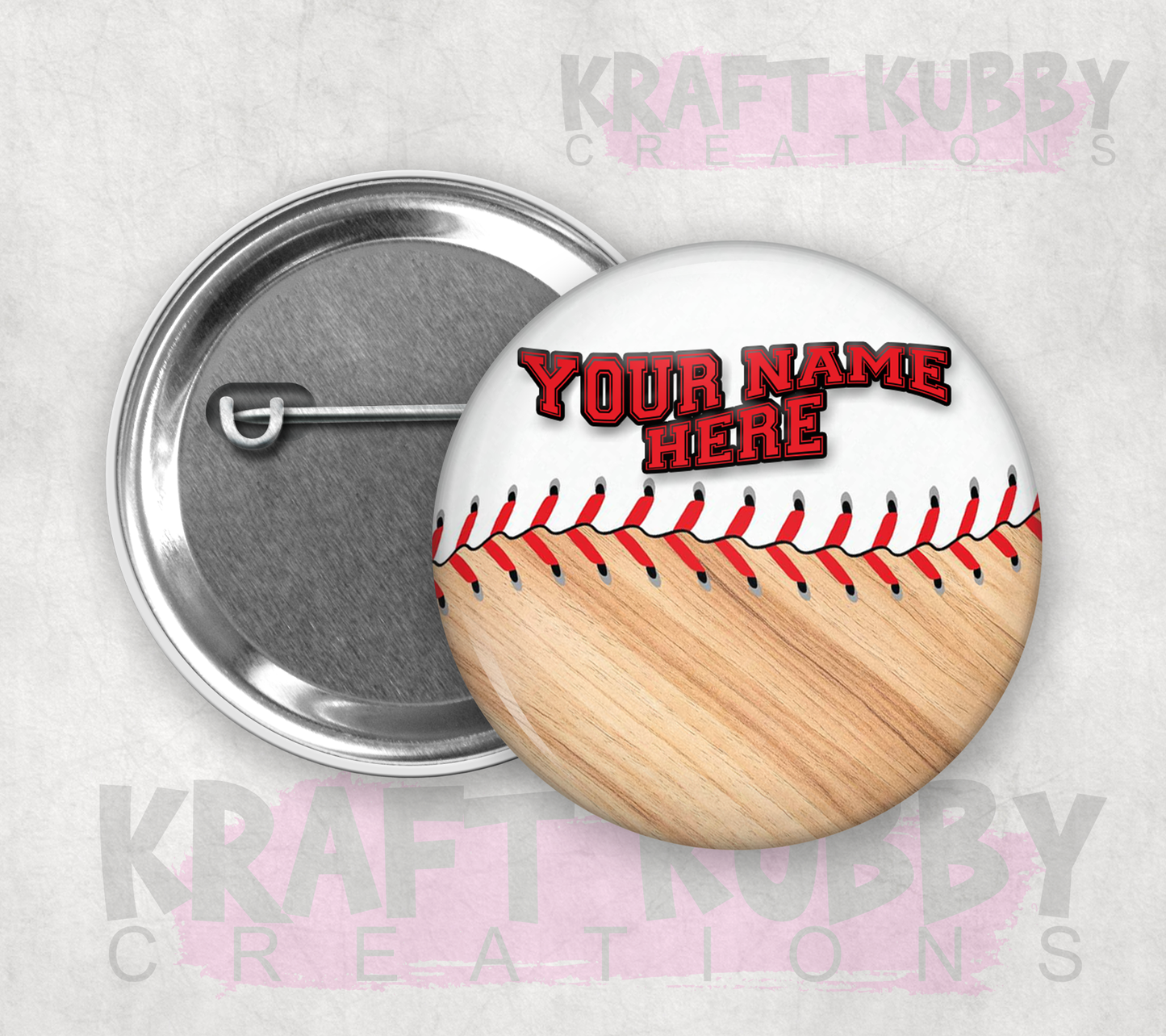 Buttons - Pinback Buttons - Custom Baseball - Personalized