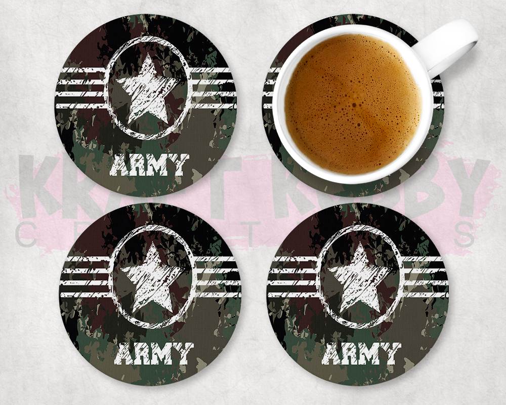 Table Coaster - Neoprene Table Coasters - Army