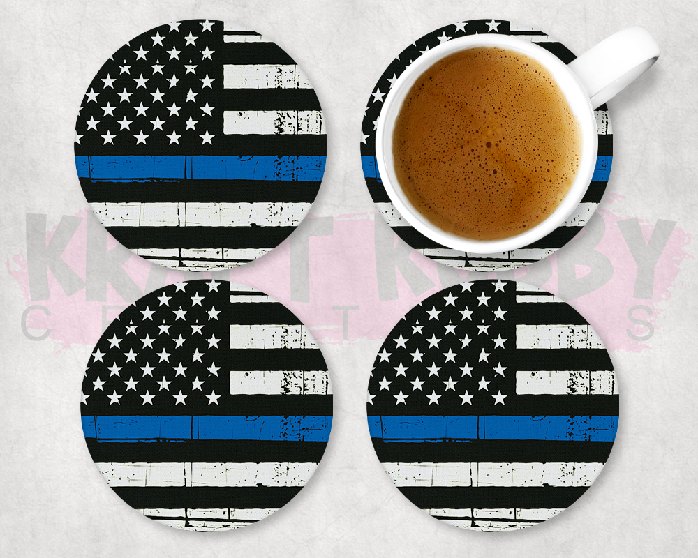 Table Coaster - Neoprene Table Coasters - Blue Flag