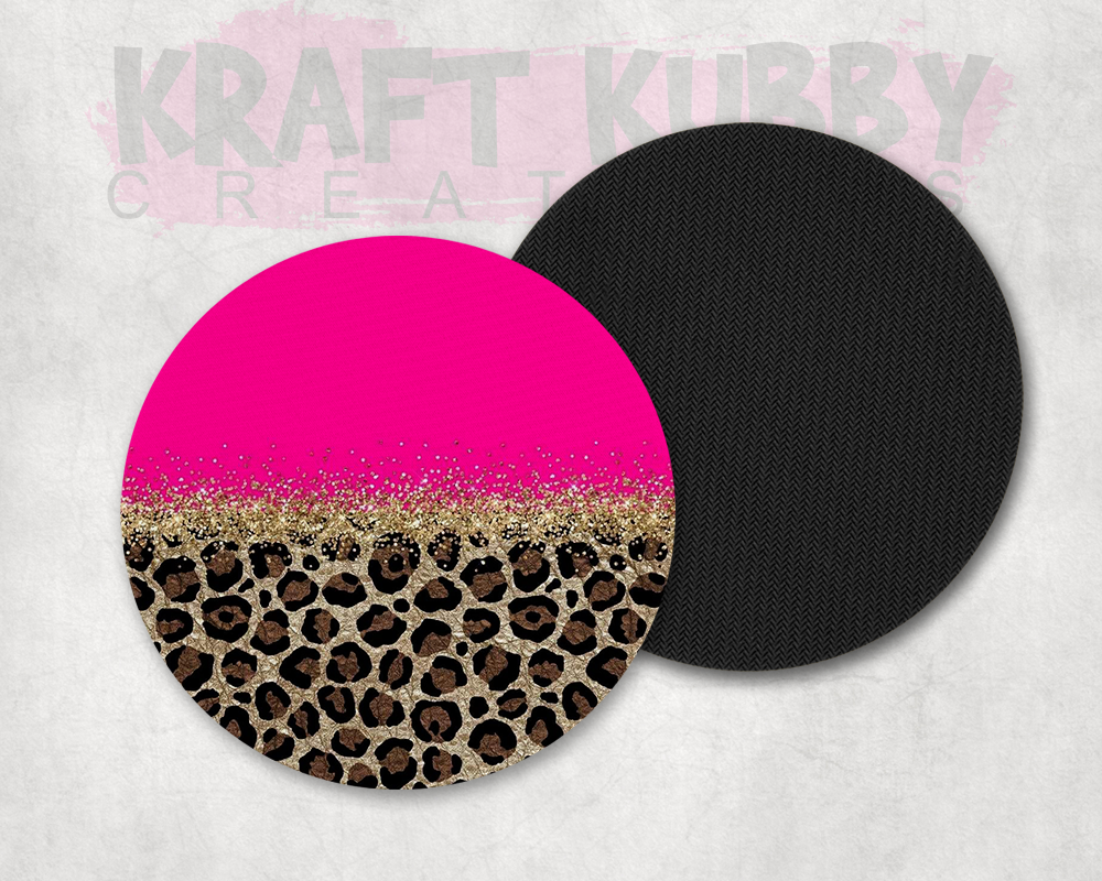 Table Coaster - Neoprene Table Coasters - Pink Cheetah