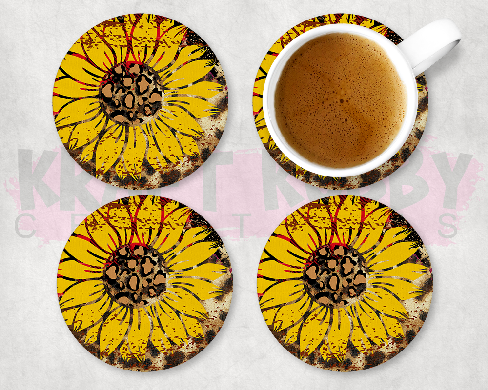 Table Coaster - Neoprene Table Coasters - Sunflowers