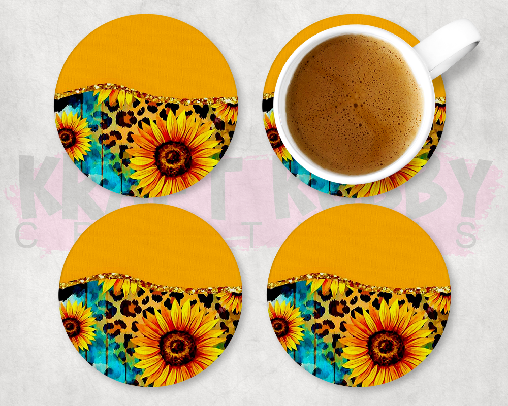 Table Coaster - Neoprene Table Coasters - Sunflowers