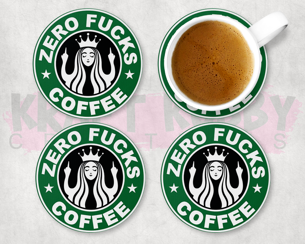 Table Coaster - Neoprene - Starbucks - Zero Fucks Given
