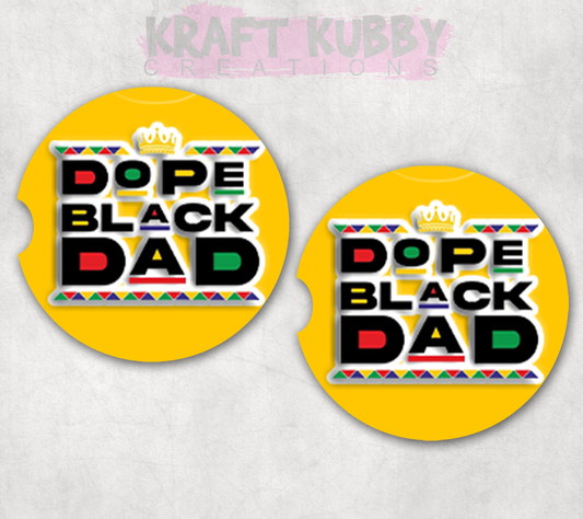 Car Coaster - Neoprene Car Coasters (2) - Dope Black Dad