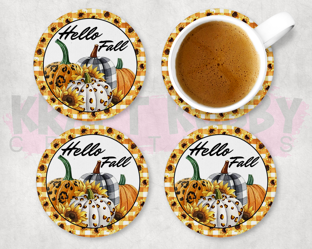 Table Coaster - Neoprene Table Coasters - Hello Fall