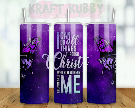 Tumbler - 20 oz - Sublimation - I Can Do All Things Through Christ...