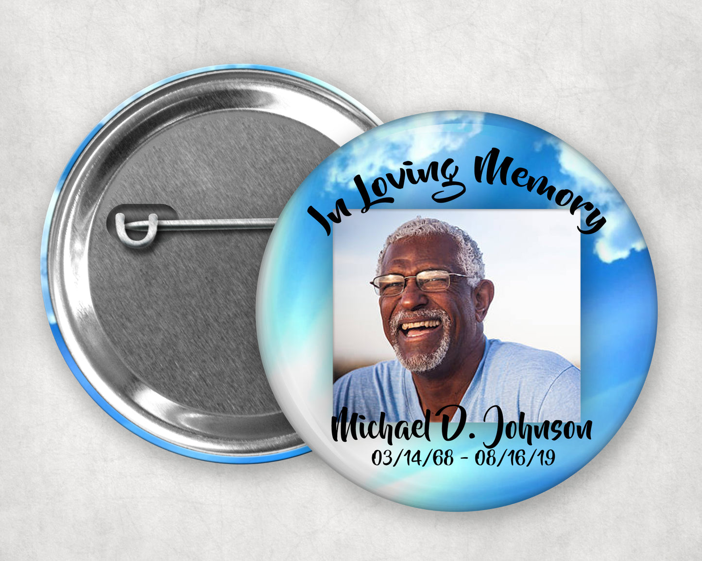 Memorial Funeral Buttons - Custom Funeral Buttons (10 Pack)