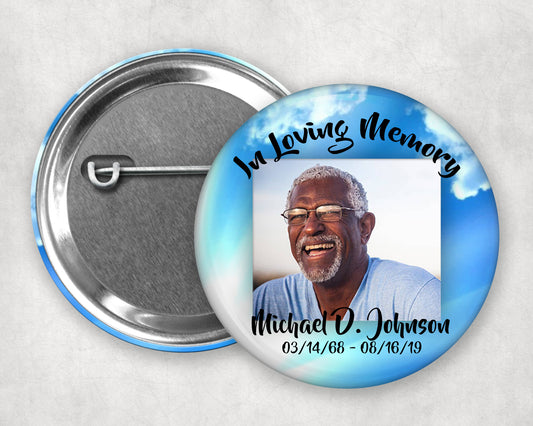 Memorial Funeral Buttons - Custom Funeral Buttons (10 Pack)