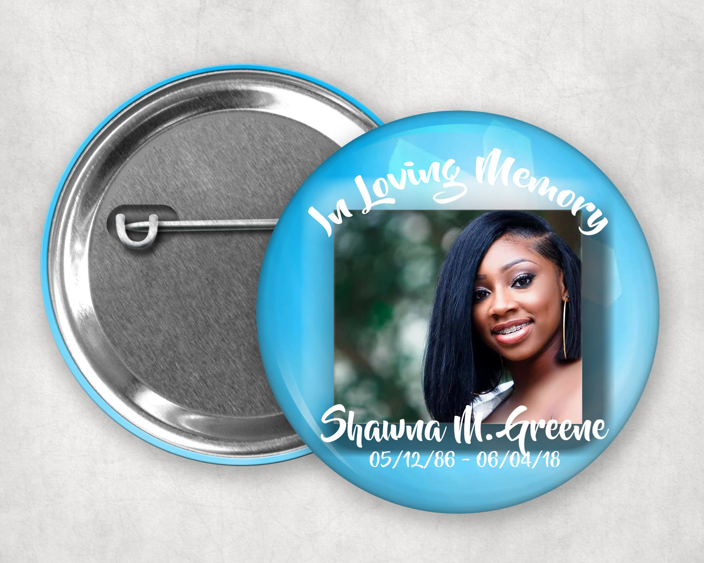 Memorial Funeral Buttons - Custom Funeral Buttons (10 Pack)