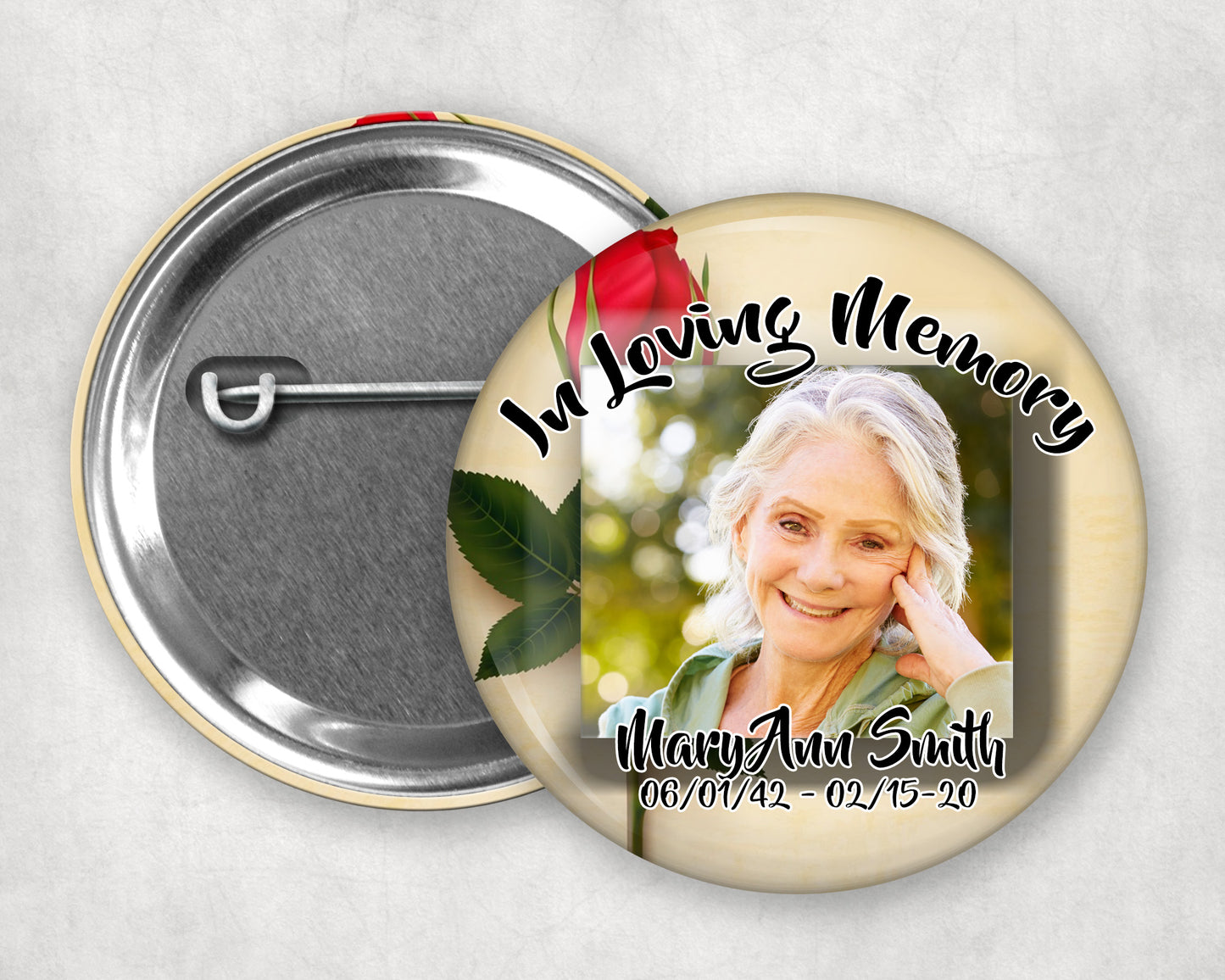 Memorial Funeral Buttons - Custom Funeral Buttons (10 Pack)