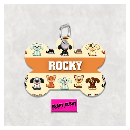 Pet Tag - Personalized Pet ID Tag - Bone Tag - Rocky