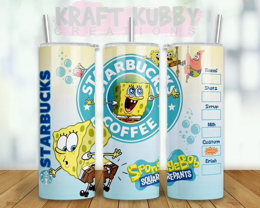 Tumbler - 20 oz - Sublimation - Starbucks - SpongeBob