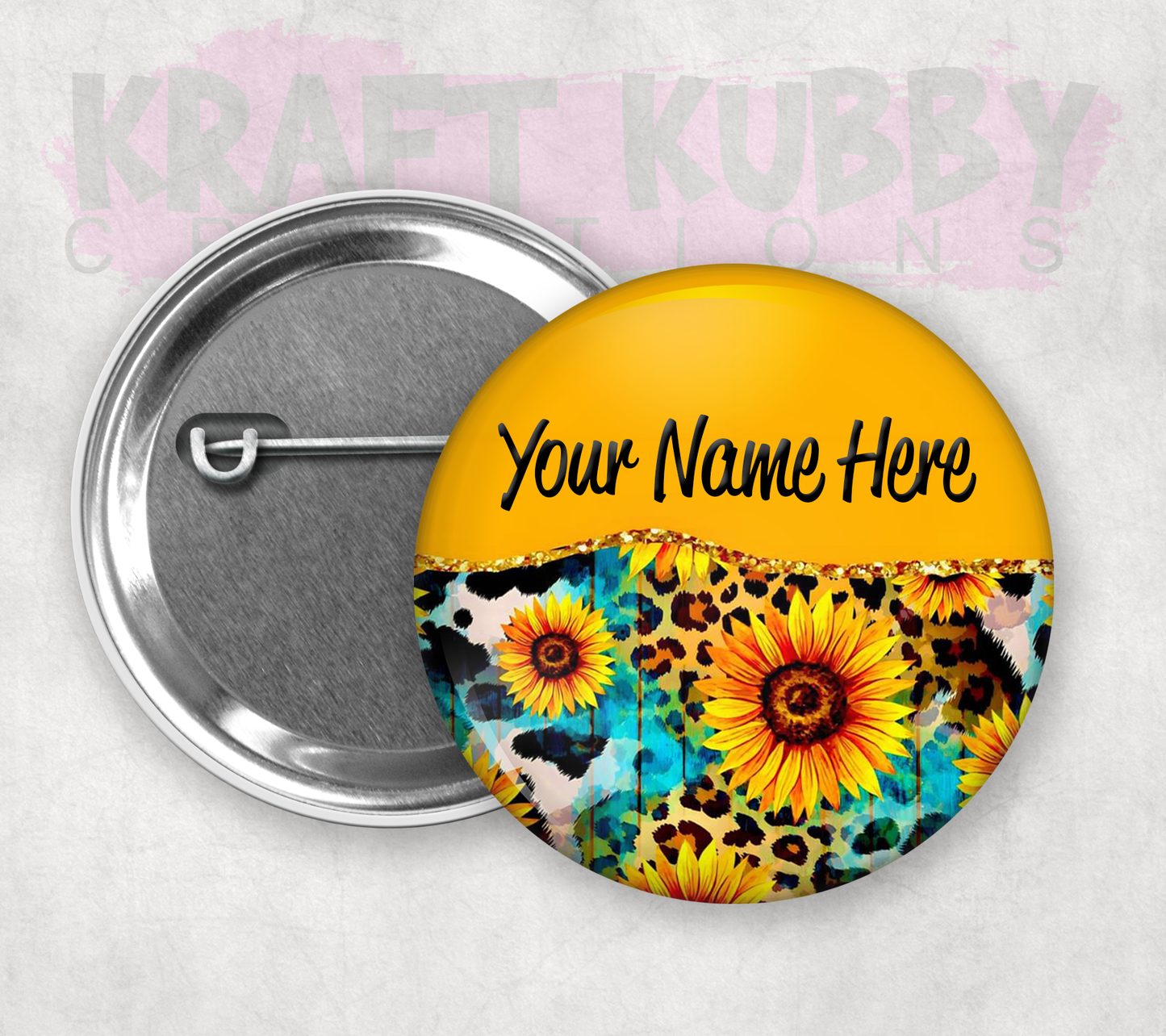 Buttons - Pinback Buttons - Sunflower - Personalized