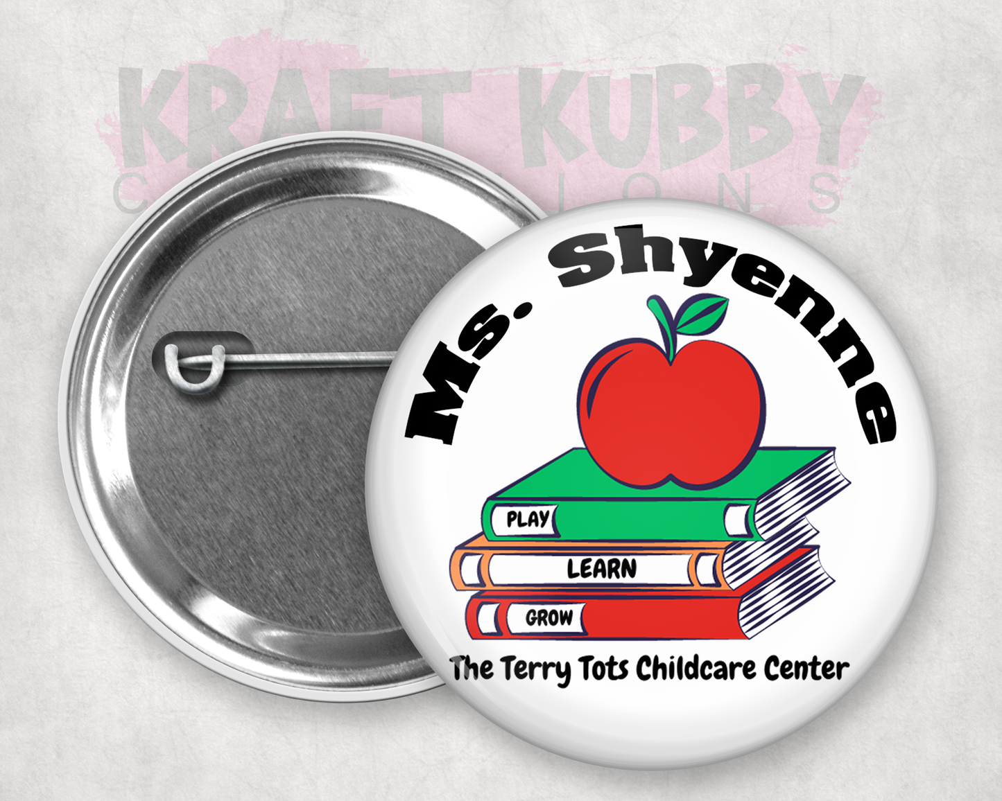 Buttons - Custom Button Name Tags - School - 2.25 inch