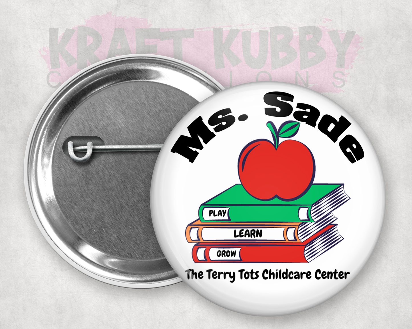 Buttons - Custom Button Name Tags - School - 2.25 inch