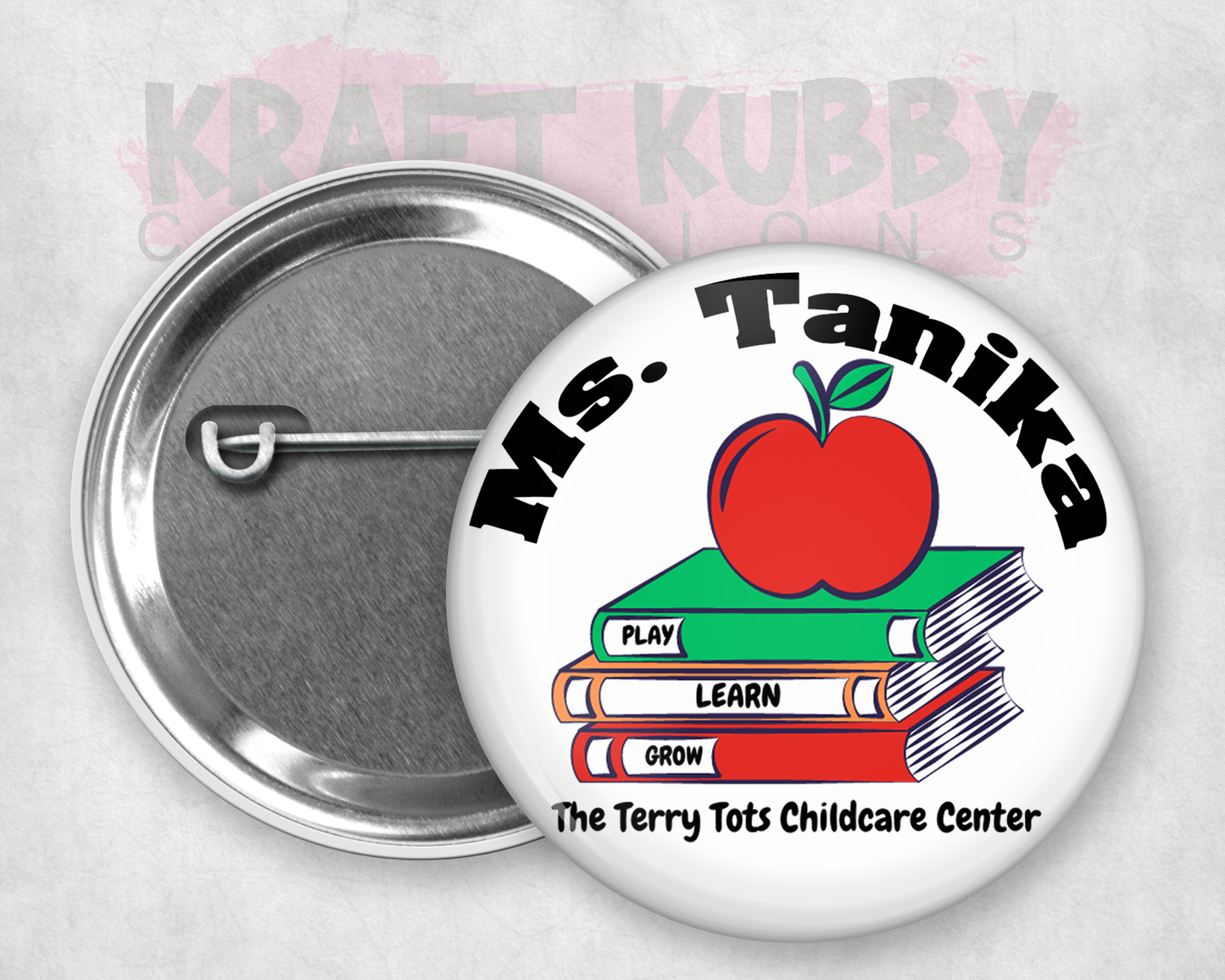 Buttons - Custom Button Name Tags - School - 2.25 inch