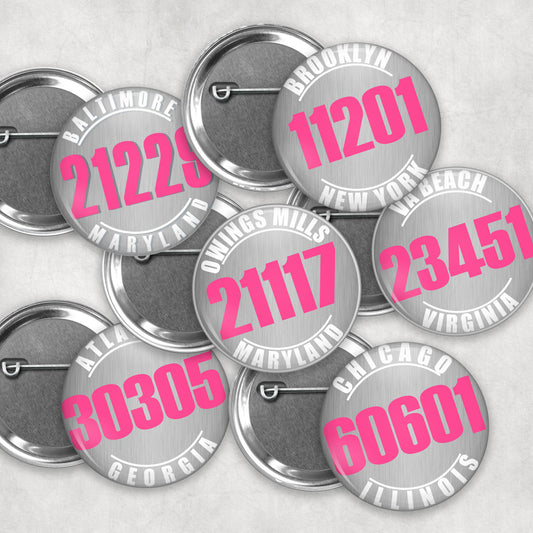 Buttons - Custom Pinback Button - Zip Code Buttons - 90210 Nostalgia